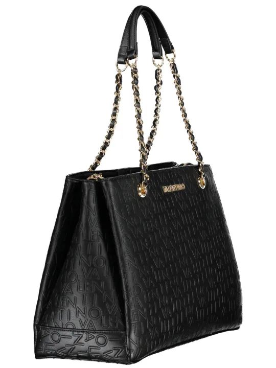 "Valentino Tasche: Schwarze Eleganz mit Ketten-Details"