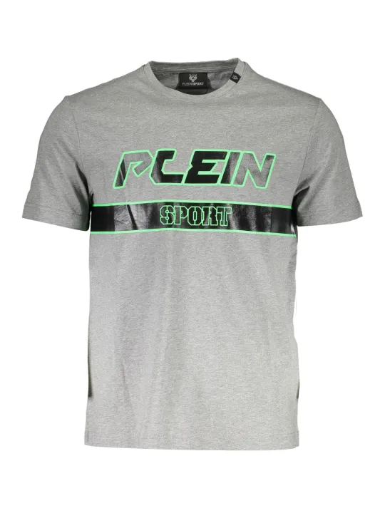 "Plein Sport T-Shirts im Sale | Graues Rundhals TShirt mit Logo Print von Plein Sport online kaufen"|Planet-Deluxe