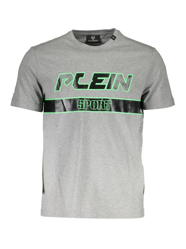 "Plein Sport T-Shirts im Sale | Graues Rundhals TShirt mit Logo Print von Plein Sport online kaufen"|Planet-Deluxe