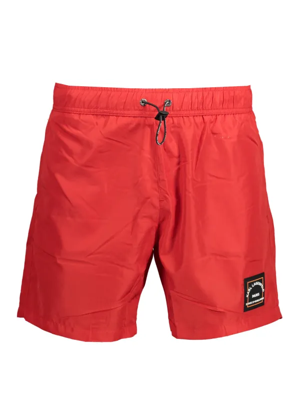 "Karl Lagerfeld Beachwear Badehosen im Sale | Karl Lagerfeld Badehose Rot mit Taschen und Innenslip online kaufen"|Planet-Deluxe