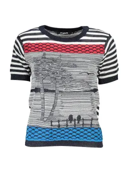 Desigual Damen T-Shirt – Kurzarm, Kontrastdetails, Logo