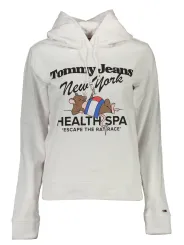 "Tommy Hilfiger Sweatshirts im Sale | Tommy Hilfiger Damen Langarm-Kapuzenpullover mit Druck und Stickerei – Modell DW0DW14874_73CBB93_BIANCOYBR, Weiß mit Logo-Des online kaufen"|Planet-Deluxe