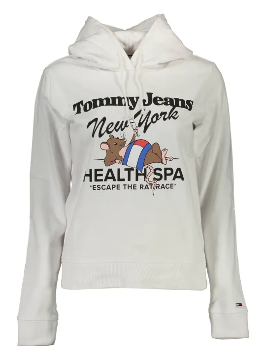 "Tommy Hilfiger Sweatshirts im Sale | Tommy Hilfiger Damen Langarm-Kapuzenpullover mit Druck und Stickerei – Modell DW0DW14874_73CBB93_BIANCOYBR, Weiß mit Logo-Des online kaufen"|Planet-Deluxe