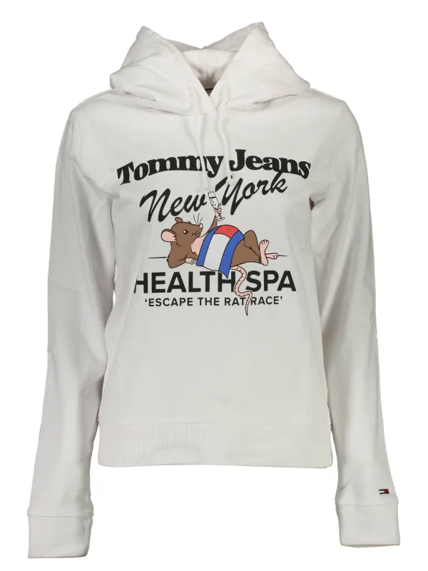 "Tommy Hilfiger Sweatshirts im Sale | Tommy Hilfiger Damen Langarm-Kapuzenpullover mit Druck und Stickerei – Modell DW0DW14874_73CBB93_BIANCOYBR, Weiß mit Logo-Des online kaufen"|Planet-Deluxe
