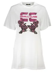 "Cavalli Class Kleider im Sale | Cavalli Class Weißes Rundhals-Kleid mit Logo Print online kaufen"|Planet-Deluxe