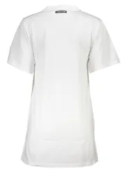 "Cavalli Class Kleider im Sale | Cavalli Class Weißes Rundhals-Kleid mit Logo Print online kaufen"|Planet-Deluxe