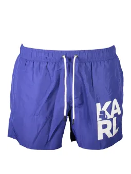 Kurze Badeboxershorts mit Taschen & Kontrastdetails