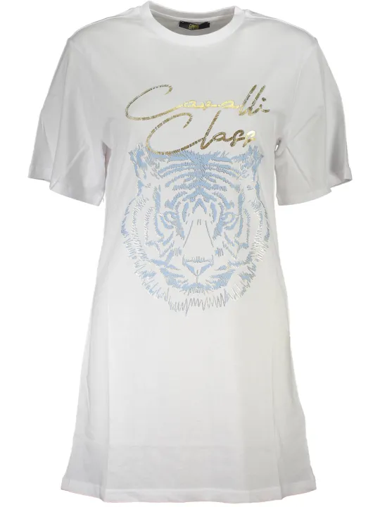 "Cavalli Class T-Shirts im Sale | Cavalli Class Logo Kurzarmshirt Normale Passform Rundhals Bianco online kaufen"|Planet-Deluxe
