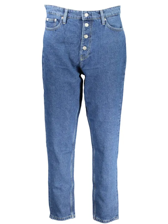 "Calvin Klein Jeans im Sale | Calvin Klein Neu Denim Mom Jeans mit Logo und Knöpfen online kaufen"|Planet-Deluxe