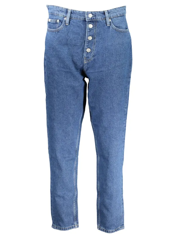 "Calvin Klein Jeans im Sale | Calvin Klein Neu Denim Mom Jeans mit Logo und Knöpfen online kaufen"|Planet-Deluxe
