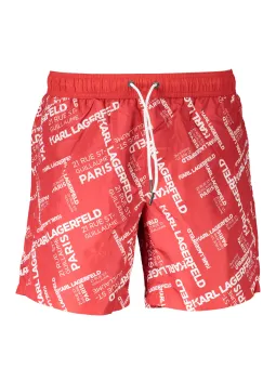 Karl Lagerfeld Rote Badeboxer mit Taschen & Innenslip