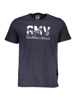 "Blaues Kurzarm T-Shirt mit Logo – Gian Marco Venturi"