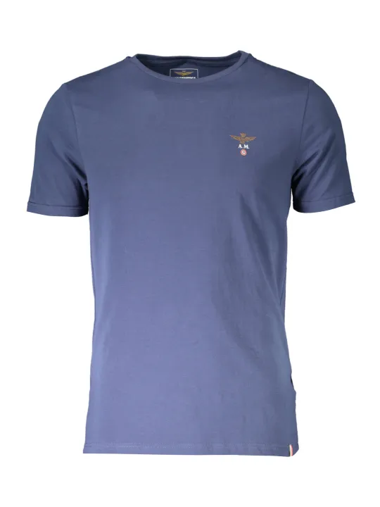 "AERONAUTICA MILITARE: Blaues Kurzarm-Outdoor-T-Shirt" "AERONAUTICA MILITARE: Blaues Kurzarm-Outdoor-T-Shirt"