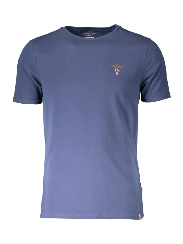 "AERONAUTICA MILITARE: Blaues Kurzarm-Outdoor-T-Shirt" "AERONAUTICA MILITARE: Blaues Kurzarm-Outdoor-T-Shirt"