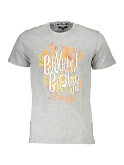 "Cavalli Class Graues Kurzarm T-Shirt mit Logo - Rundhals"