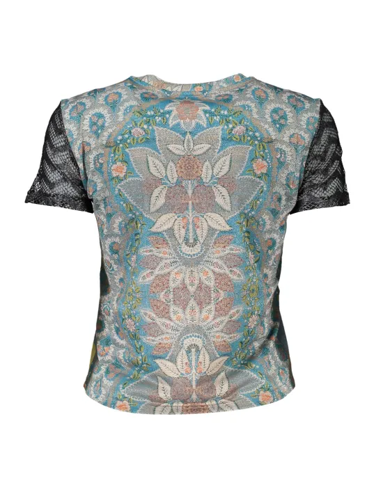 "Desigual T-Shirts im Sale | Desigual Kontrast TShirt Azurblau Rundhals Logo online kaufen"|Planet-Deluxe