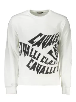 "Cavalli Class Weißes Sweatshirt mit Logo-Print – Elegant"