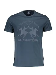 "LA MARTINA T-Shirts im Sale | La Martina Blau Rundhals TShirt mit Logo Druck online kaufen"|Planet-Deluxe