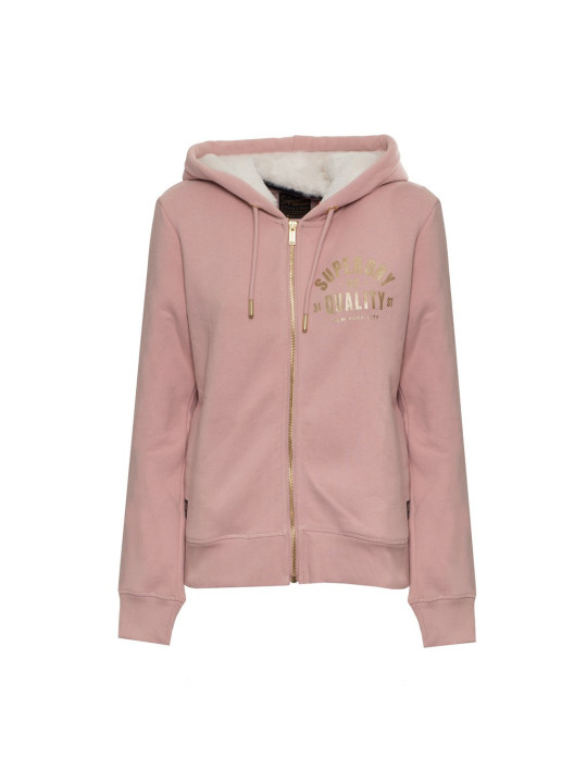 Rosa Superdry Zip-Up Fleece-Hoodie