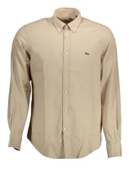Beiges Hemd, Normal Fit, Langarm, Button-Down Kragen