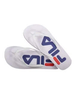 "Stylische Fila Troy Flip-Flops Weiß - Logo-Design"