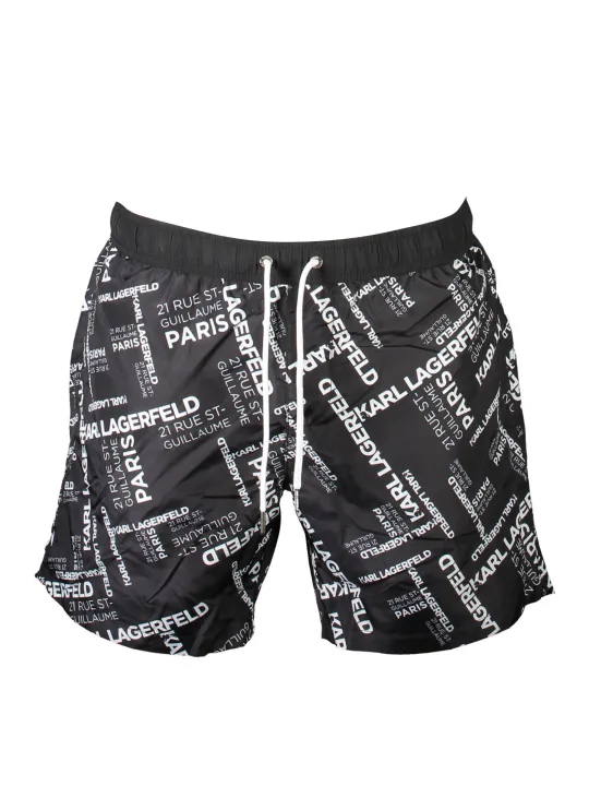 "Karl Lagerfeld Beachwear Badehosen im Sale | KARL LAGERFELD Badeshorts mit Taschen und Kontrastdetails online kaufen"|Planet-Deluxe