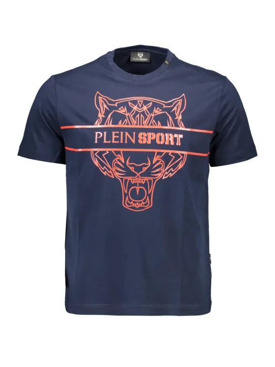 "Plein Sport T-Shirts im Sale | Kontrast Logo TShirt Rundhals Navy Plein Sport online kaufen"|Planet-Deluxe