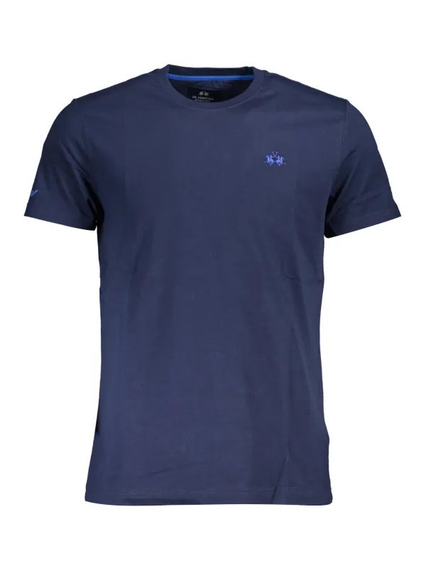 "LA MARTINA T-Shirts im Sale | Blaues Kurzarm TShirt mit Rundhals und Logo Stickerei online kaufen"|Planet-Deluxe