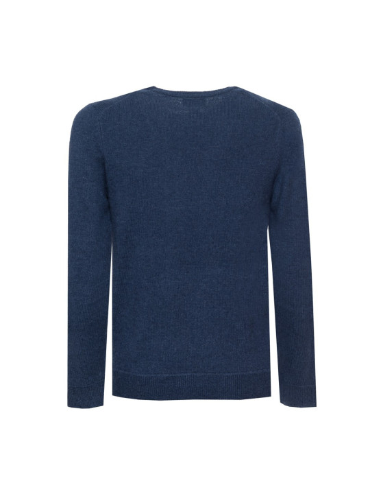 Dunkelblauer Strickpullover mit Rundhalsausschnitt