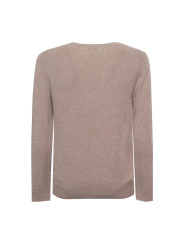 Braun melierter Strickpullover mit Rundhals