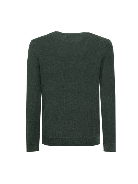 Grüner Strickpullover mit Rippbündchen