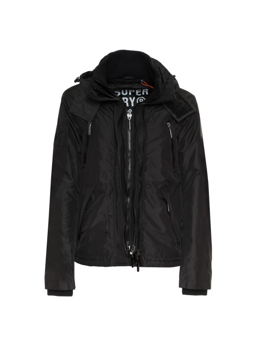 Schwarze Superdry wasserdichte Kapuzenjacke