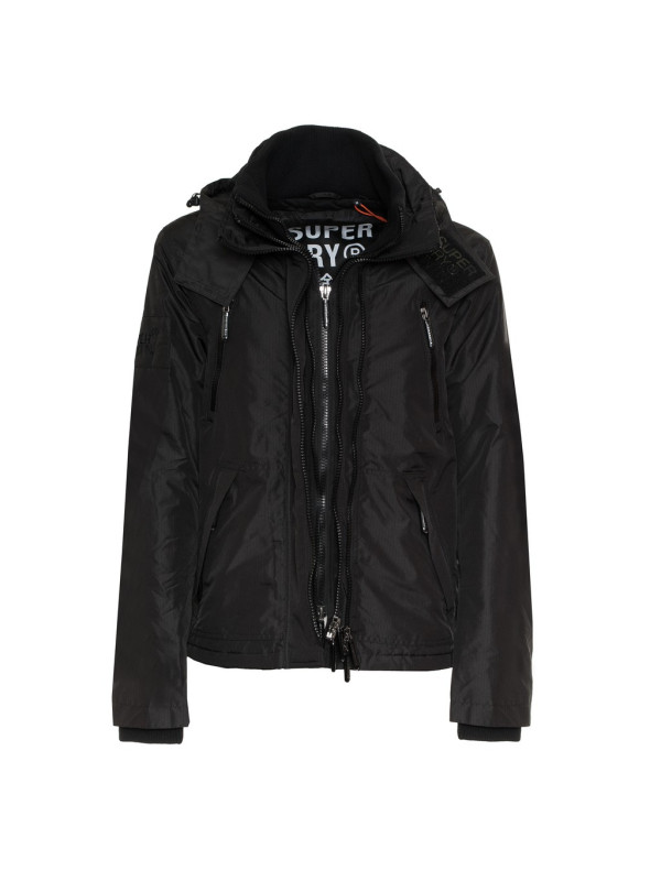 Schwarze Superdry wasserdichte Kapuzenjacke