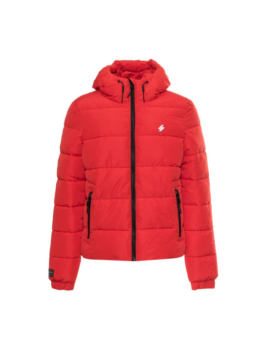 Rote Superdry gesteppte Winterjacke mit Kapuze
