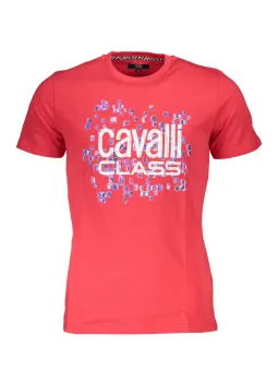 "Cavalli Class Rot Kurzarmshirt - Stilvolles Logo-Design"
