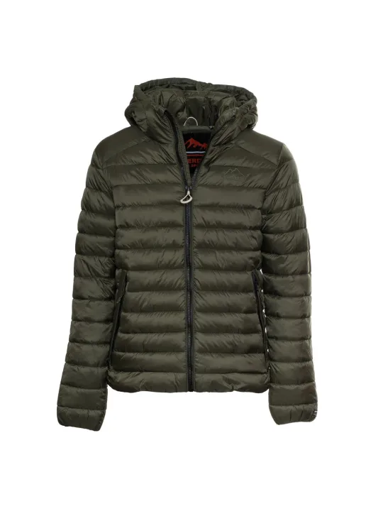 Grüne Superdry Daunenjacke mit Kapuze