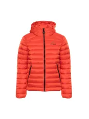 Orange Superdry gesteppte Daunenjacke mit Kapuze