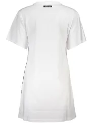 "Cavalli Class Kleider im Sale | Cavalli Class Print Kleid mit Logo und Rundhals - Weiß online kaufen"|Planet-Deluxe