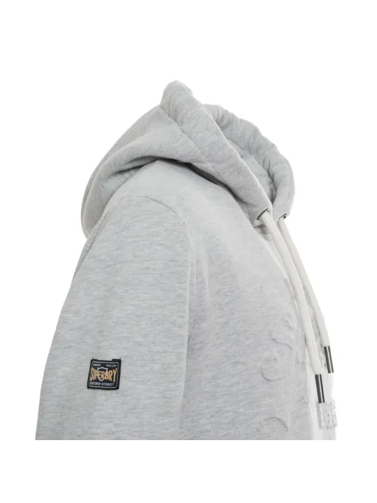 Grauer Superdry Kapuzenpullover mit Logo