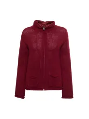 Roter Strickpullover mit Reißverschluss