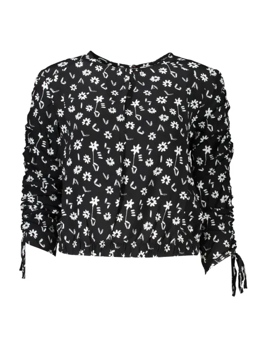 "Desigual Hemden im Sale | Desigual Damen Langarmbluse - Weiter Halsausschnitt, Schnürmanschetten, Elastische Taille, Kontrastdetails, Logo-Design - Model online kaufen"|Planet-Deluxe