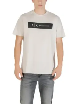 Armani Exchange Herren T-Shirt Beige mit Print - Herbst/Winter
