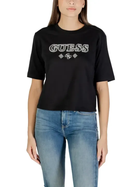 "Guess Active T-Shirts im Sale | Guess Active Damen TShirt Schwarz mit Print für HerbstWinter online kaufen"|Planet-Deluxe