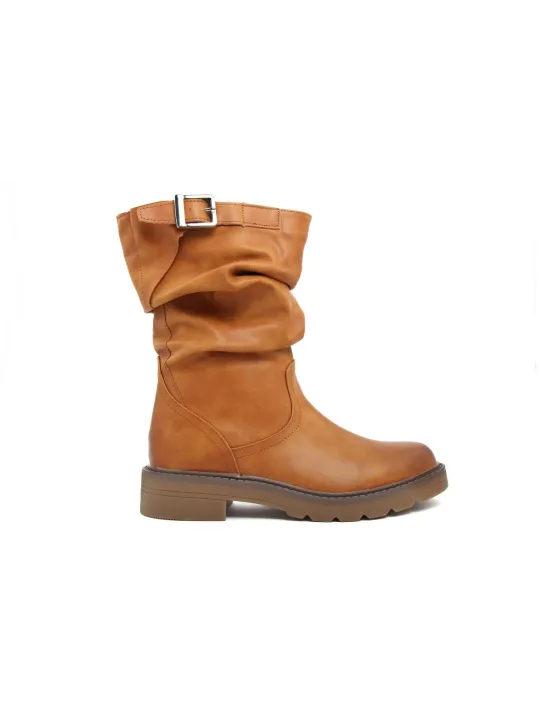 Tan Kunstleder Stiefeletten