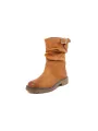 Tanleder Stiefeletten mit Raffung am Knöchel