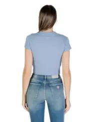 "Calvin Klein Jeans Tops im Sale | Calvin Klein Jeans Damen Top für Herbst/Winter – Azurblau, Kurzarm, Rundhalsausschnitt, LV047AB802 online kaufen"|Planet-Deluxe