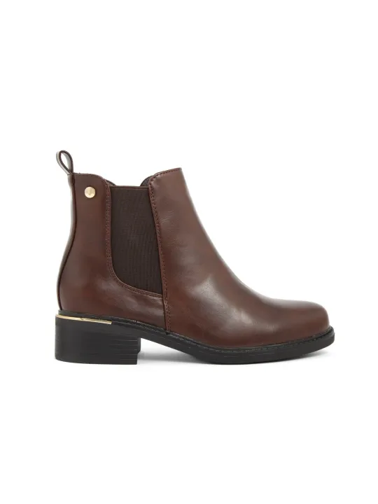 Braune Leder Chelsea-Stiefelette Braun