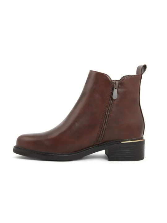 Braune Leder Stiefeletten mit Reißverschluss