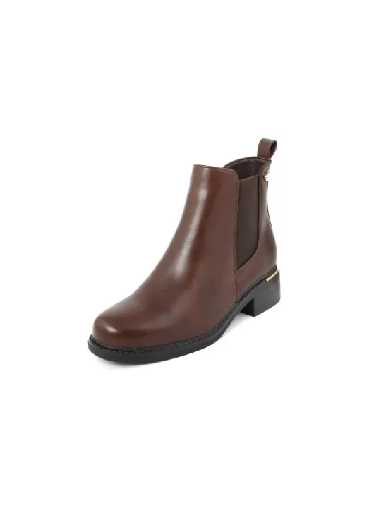 Braune Leder Chelsea-Stiefeletten Braun