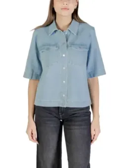 Only Damenblazer Azurblau - Kurzarm, Druckknopf, Frühlingsstil